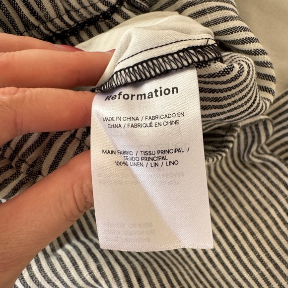 NEW Reformation Ava Stripe Wide Leg Linen Pants - Picture 9 of 9